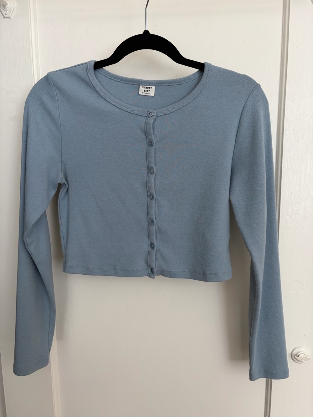 Sunday Best Powder Blue Cropped Button-Up Cardigan